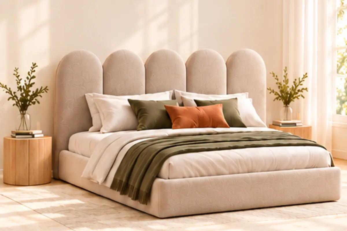 Headboard: Soft rounded panels