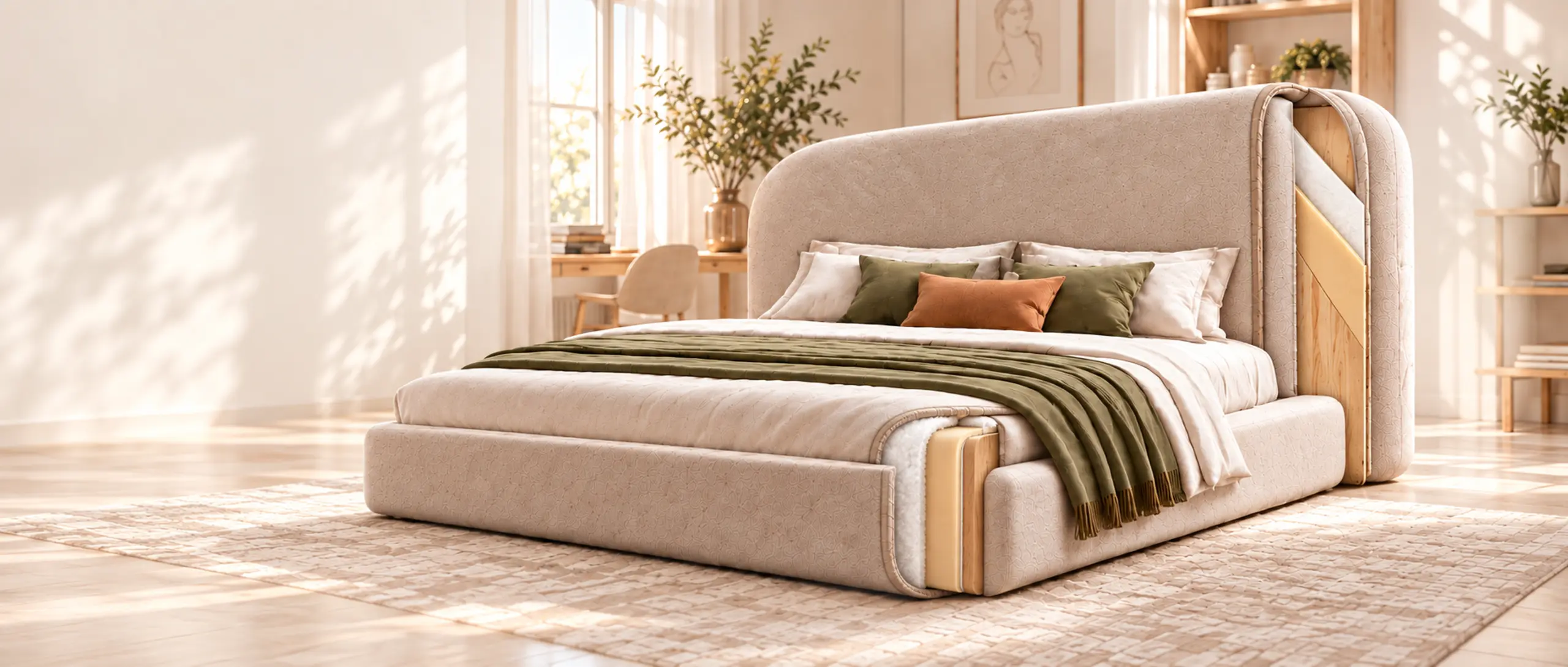 Bed cross-section: headboard construction