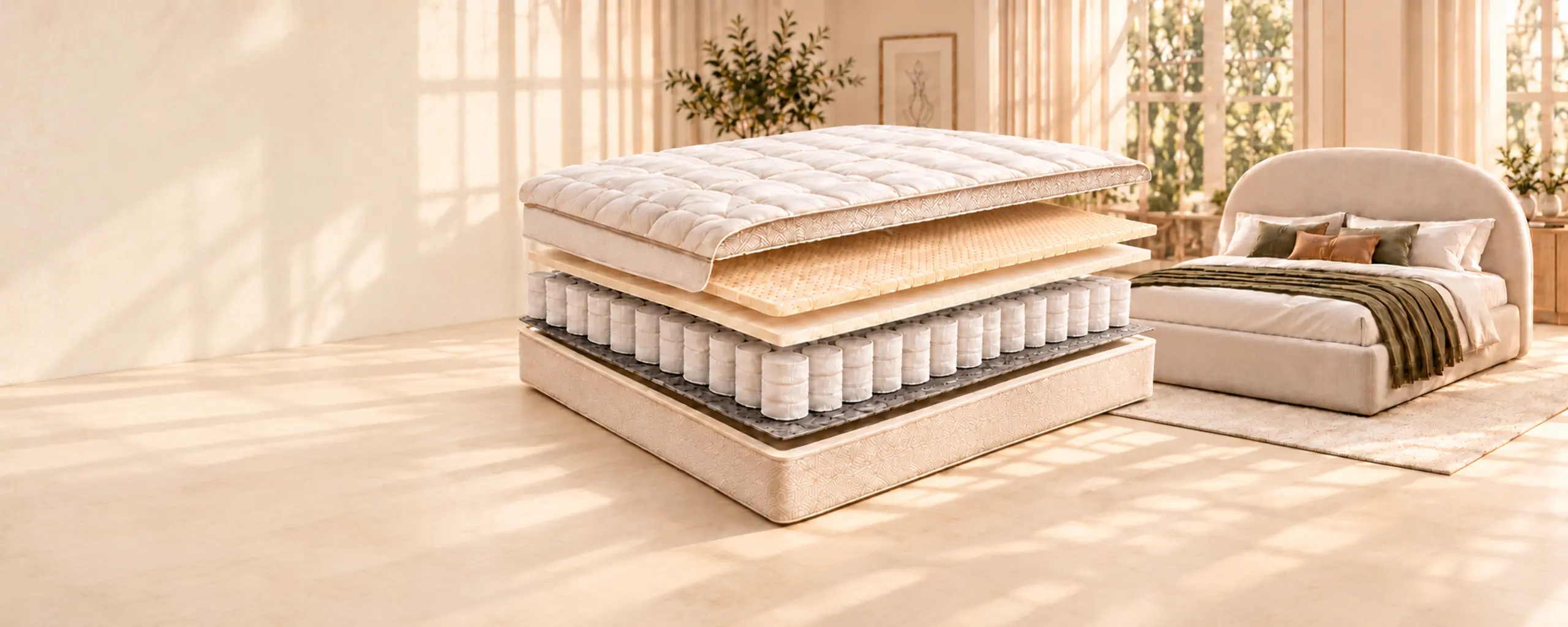 Mattress cross-section and bed